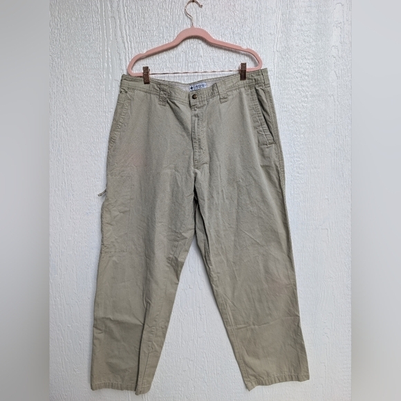 Columbia Utility Zip Side Pocket Khaki Cotton Pants Men's Size 38x32 - Picture 1 of 5